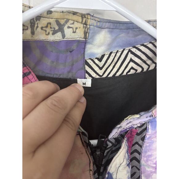 Vintage Patchwork Jacket Medium Mixed Media Boho Chic Tapestry Art Colorful - Picture 4 of 11